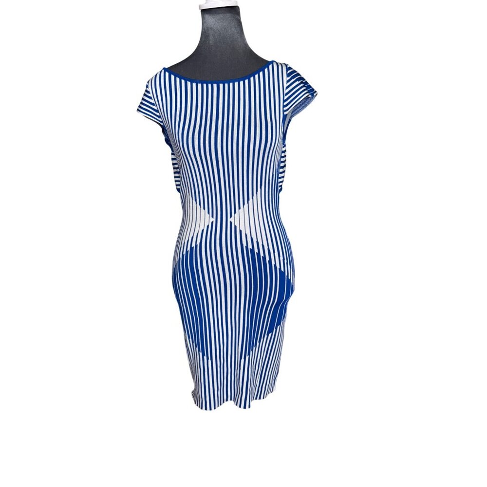 Clover Canyon Striped Bodycon Dress Blue & White Size S